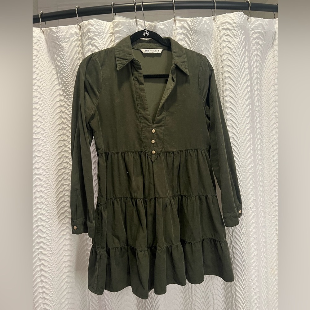 Zara Green corduroy dress